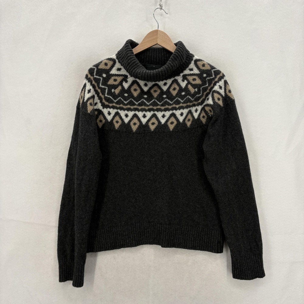 Everest Designs Sweater Womens Small Gray Wool Nylon Fair Isle Turtleneck Ski